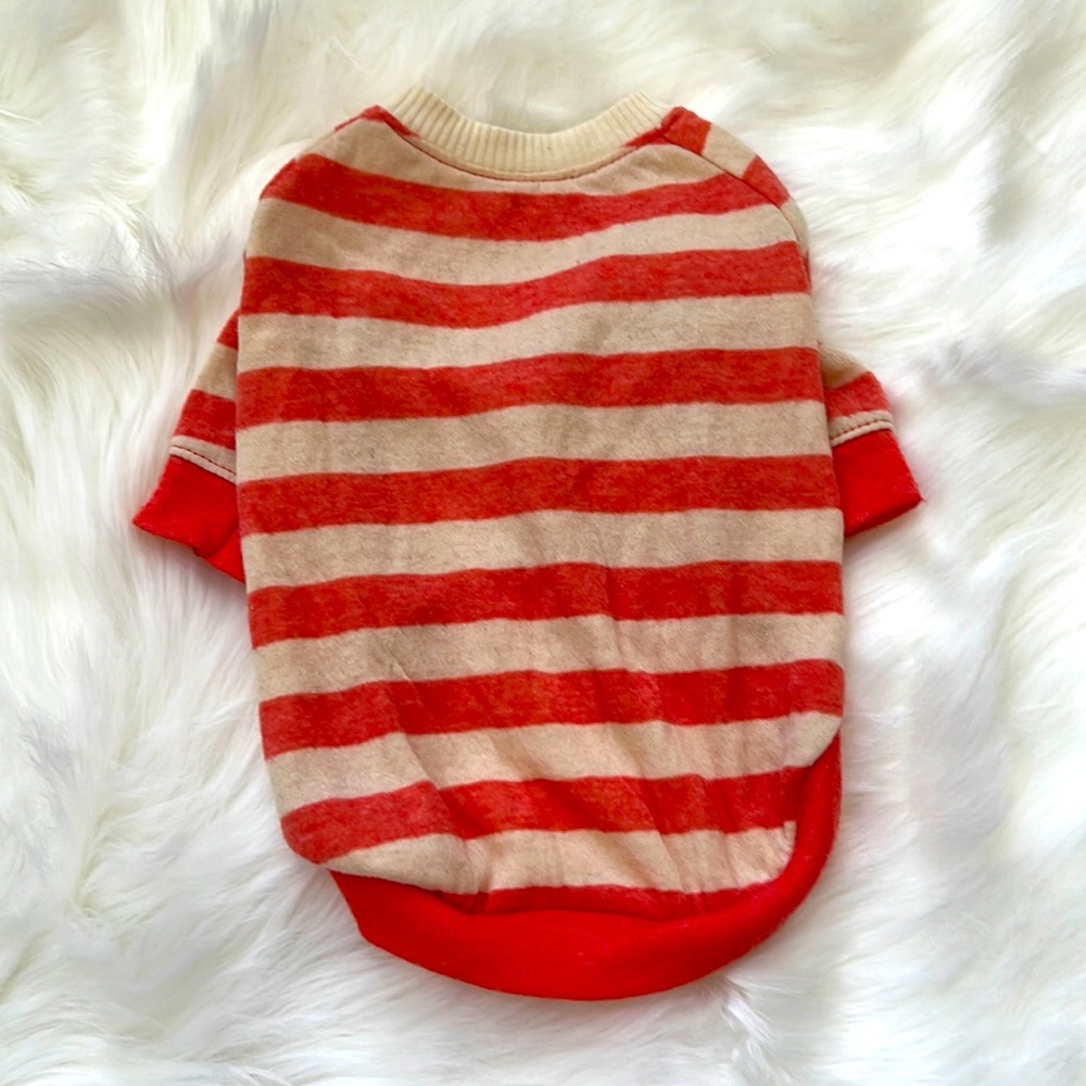 Cream and Coral Striped Tee